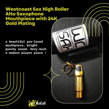 Picture of Alto Saxophone Mouthpiece Second Hand  Metal Westcoast Sax High Roller  080 24K Gold
